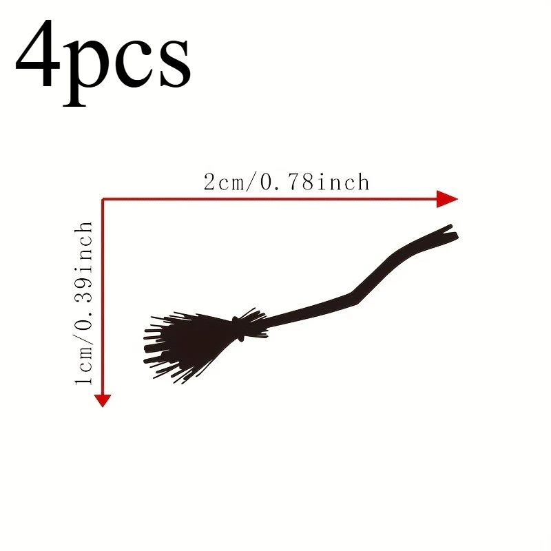 Halloween Witch Broom Button Stickers 4PCS Funny Vinyl Decals for Car Dashboard Auto Button Decoration Accessories