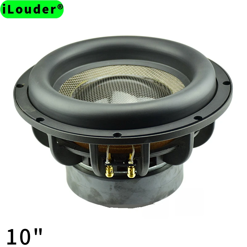 Altavoz de graves de 10 pulgadas con marco de aluminio, bobina de fibra de carbono de 65 núcleos, 4 ohmios/8 ohmios, ferrita 156, doble imán, RMS 300W, subwoofer.