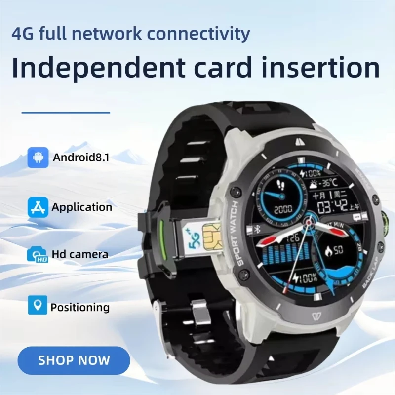 1.43 AMOLED 4G Smart Watch with Camera GPS WiFi Heart Rate Tracker Step Count 8GB+128GB Android Smartwatch IP67 for Men Women