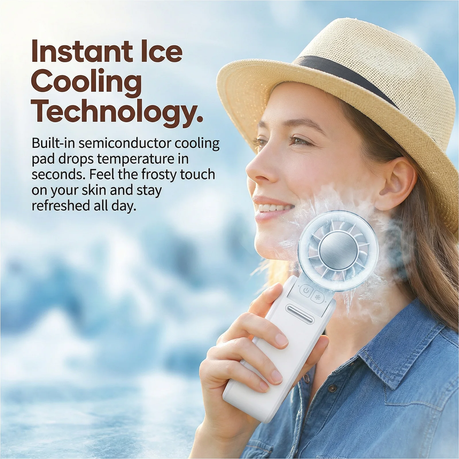 100 Speed Level Portable Air Cooling Fan Mini Handheld Cooling Turbo Fan with Led Power Display Ultra Quiet for Camping USB Rechargeable