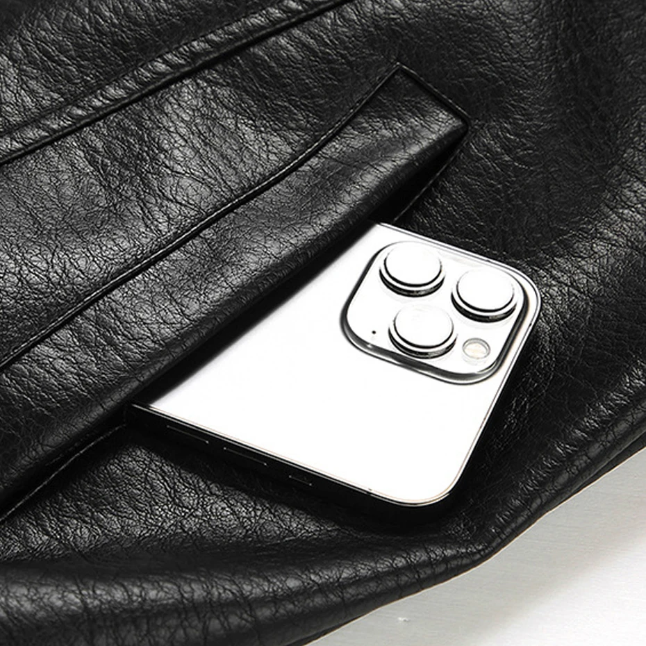 Vintage PU Jacket Men Motorcycle Biker PU Coat Fashion Casual Cargo Jackets Spring Autumn Outerwear