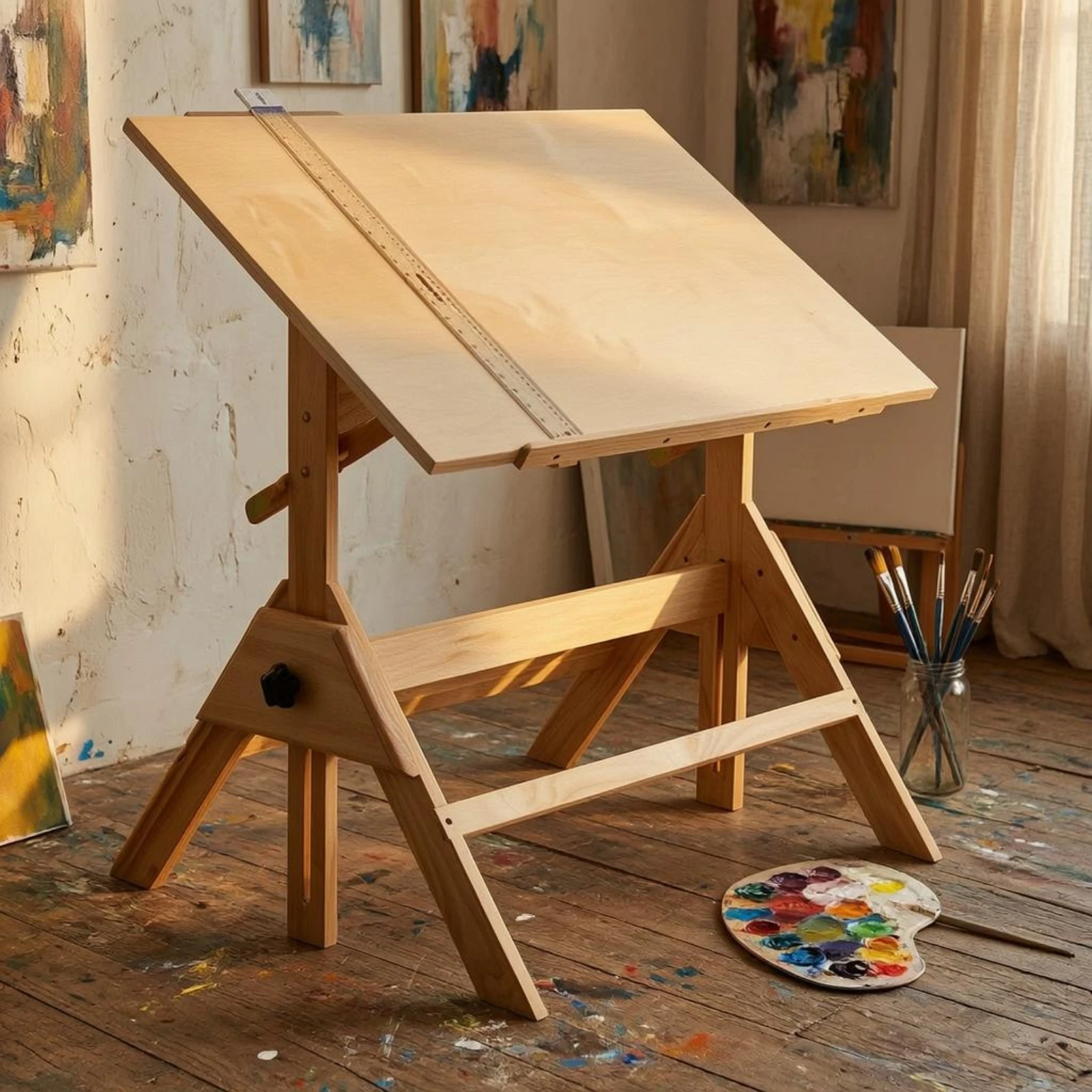 wooden-drafting-table-with-adjustable-angle-easel-style-support-and-t-square-for-artists-students-or-designers