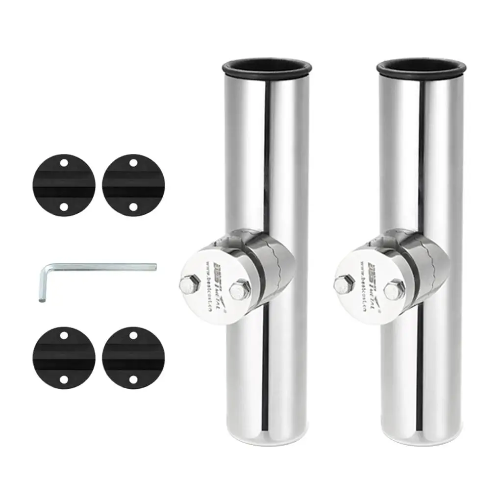 

Fishing Rod Holder Clamp on Tube Links Rack Rests Sleeve Reel for Marine Pontoon Boat Kayak - Fits 3/4 to 1-1/4 Inch Rails