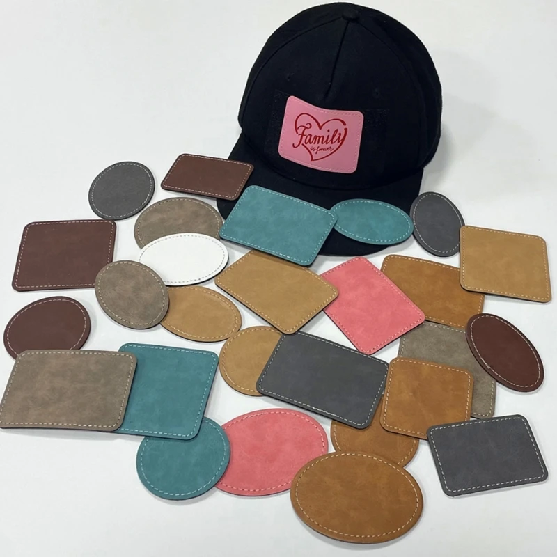 10 Pieces Blank Leather Iron-on Patches Hat Patches 8 Shapes Sublimation Patches for Hat Jeans Shirt Jackets Clothes