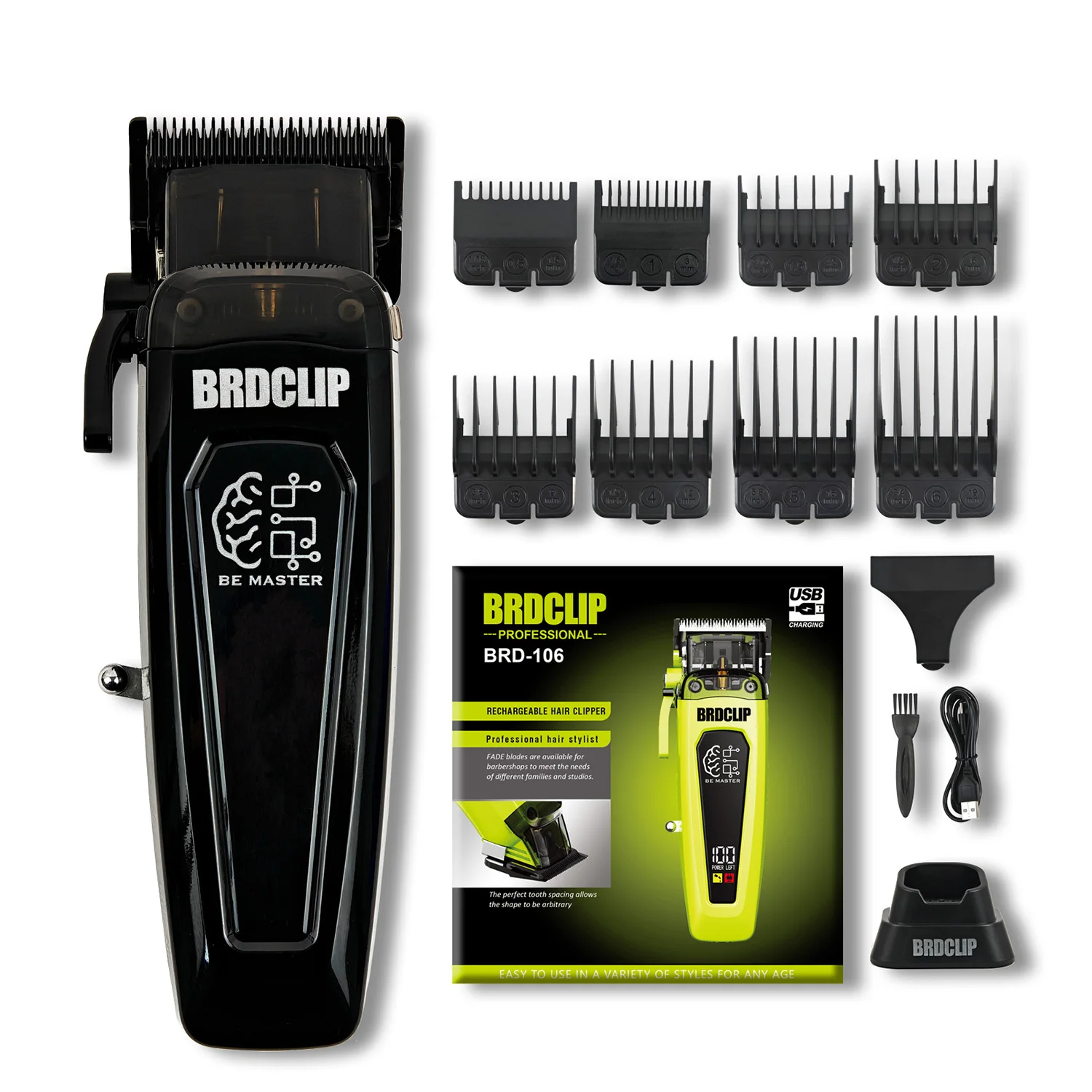 Professionele Elektrische Tondeuse BRD 106 met Basis 7500 RPM Tondeuse voor Man DK-078 DLC Blade 7200 RPM Kapper 2 ST Set