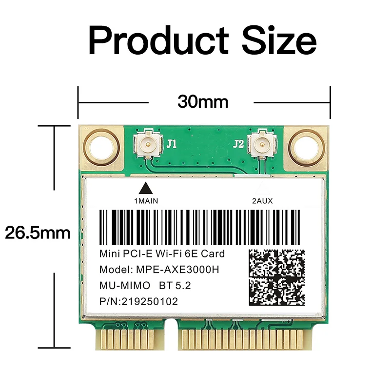 WiFi 6 MPE-AX3000H Dual Band Wireless Adapter Bluetooth 5.2 2.4G/5G Mini Pcie Network Card For Intel AX200 Win10/win11-64 bit