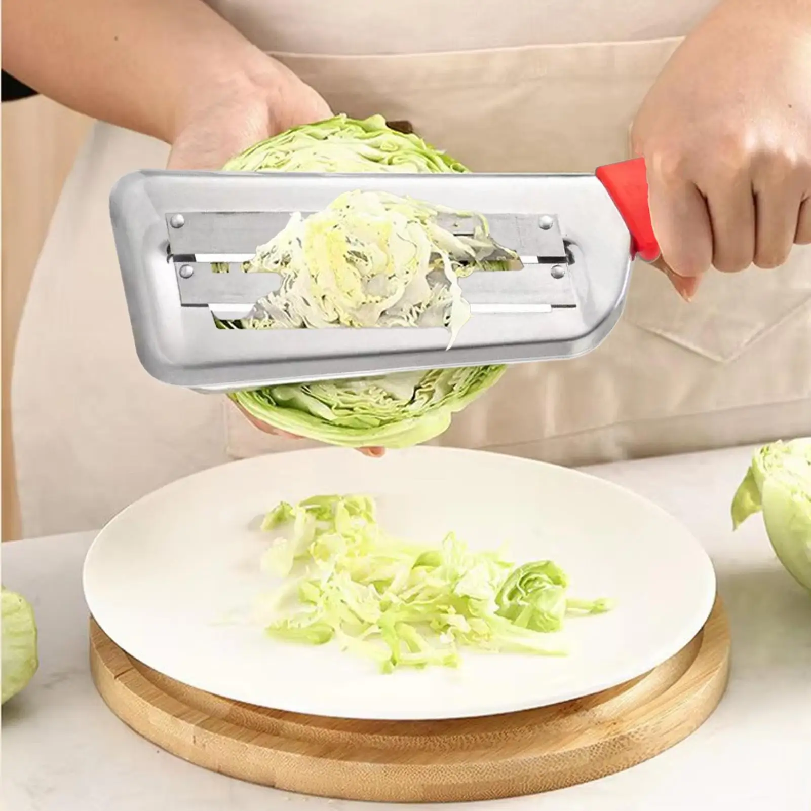 Vegetable Slicer Knife Stainless Steel Double Slice Blade Slicing Kitchen Knife Fish Scale Cleaner Knive Cabbage Slicer