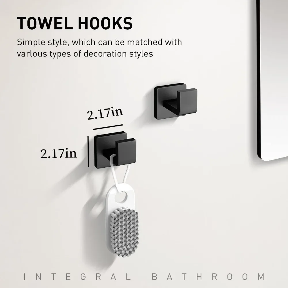 10-Pieces Matte Black Bathroom Accessories Set, Stainless Steel Bathroom Hardware Set, Towel Racks