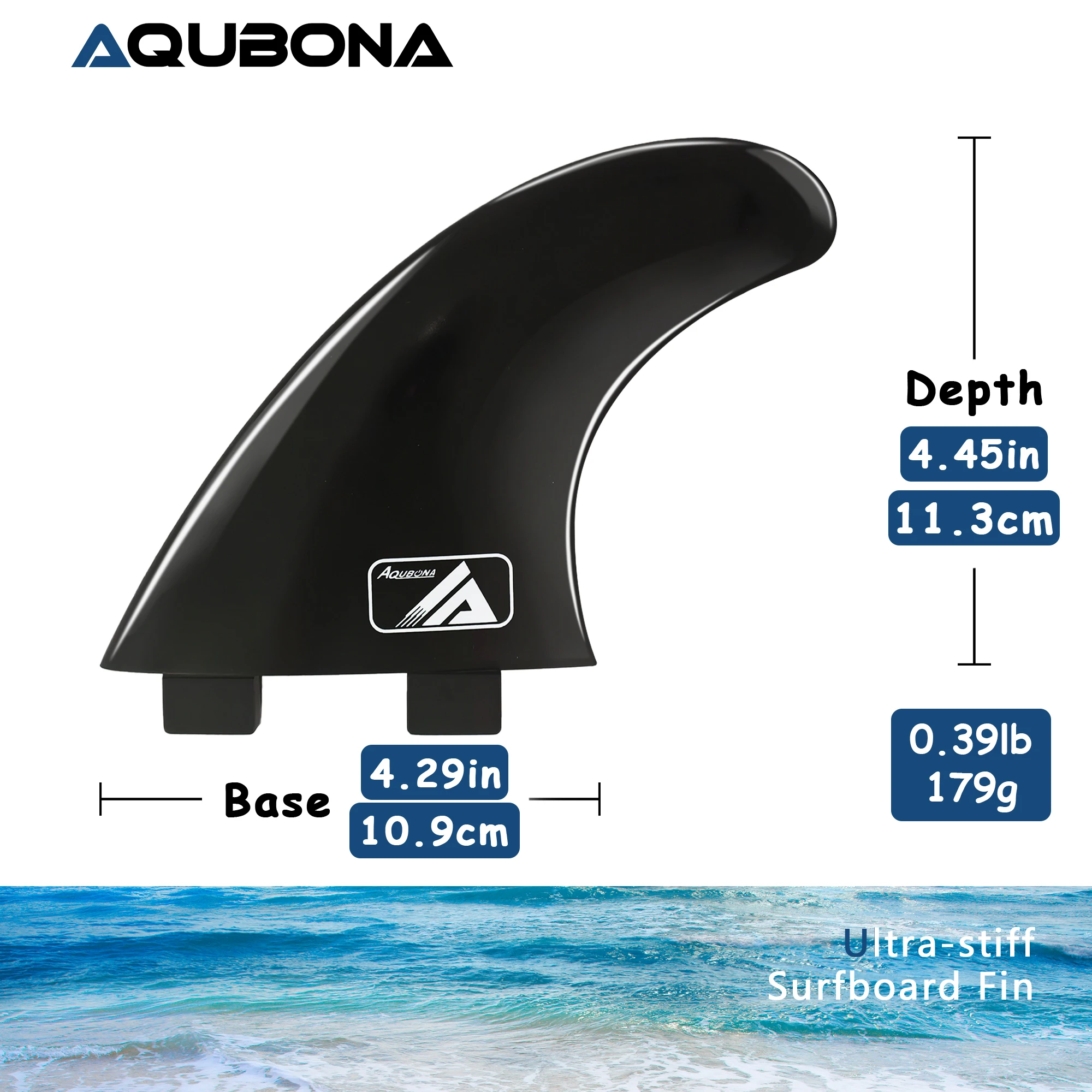 AQUBONA Surf Fin Single Tab & Twin Tabs Fins für Longboard Surfboard Paddleboard Thruster Set 437 Style – Detail 11