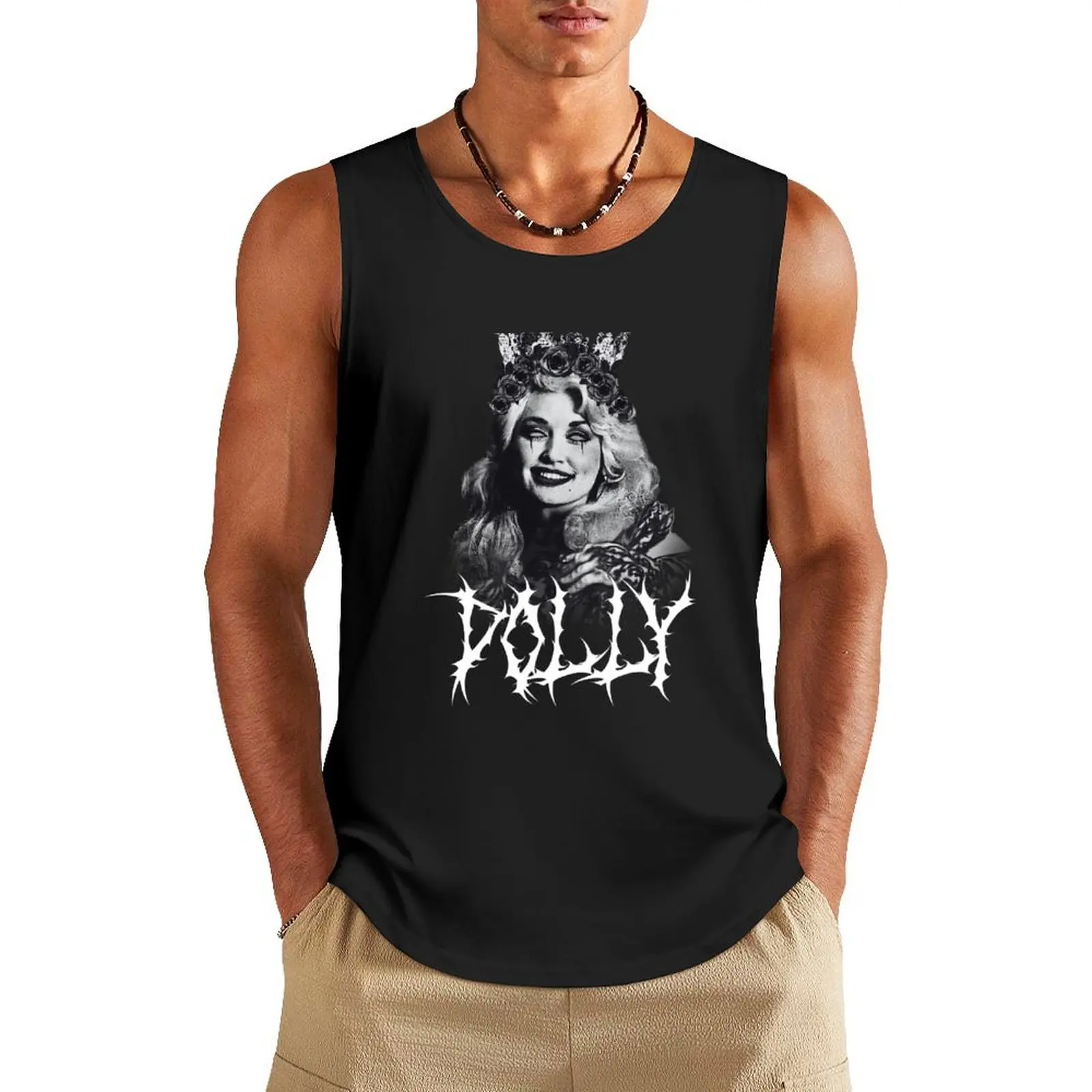 

Dolly Parton Black Metal Tank Top tops Sleeveless men fashion 2025 man man sexycostume