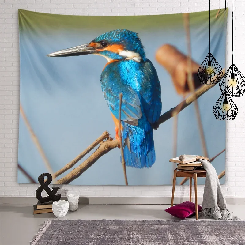 Kingfisher Tapestry Bird Wall Art DecorTapestry Kawaii Wall Hanging Living Room Bedroom Dormitory Room Aesthetics Home Decor