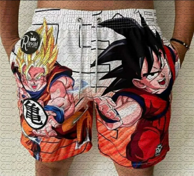 2026 Summer Dragon Ball Dual Goku Print Shorts Breathable Quick Dry Retro American Style Loose Sports Shorts for Men Women