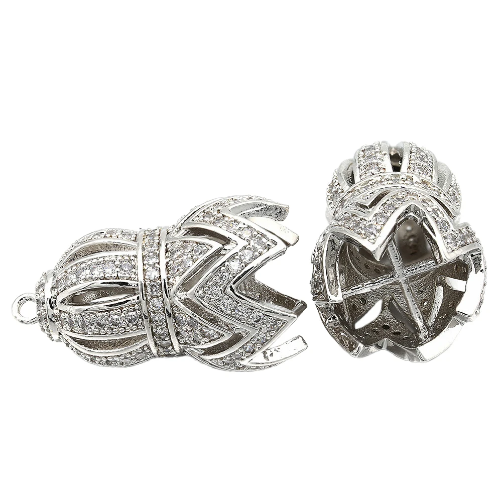 Juya 18K 골드 도금 장식 패스너 크라운 커넥터 펜던트 액세서리 DIY 여성용 태슬 진주 보석 목걸이 만들기