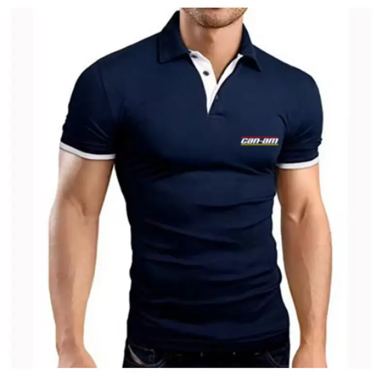 2026 Summer Men's Can Am Motorcycle BRP Logo Print Solid Color Simple Leisure Fashion Breathable Quick Drying Slim Polo Shirt