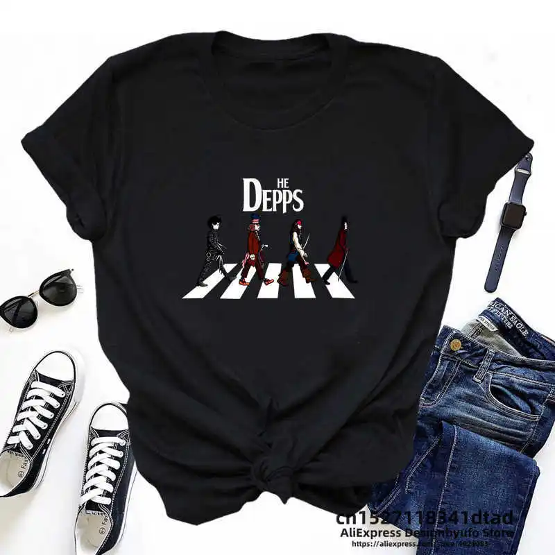 The Depps Johnny Depp Characters Crosswalk T Shirt Funny Woman Edward Scissorhands Magician Pirate Graphic Tshirt Streetwear Tee