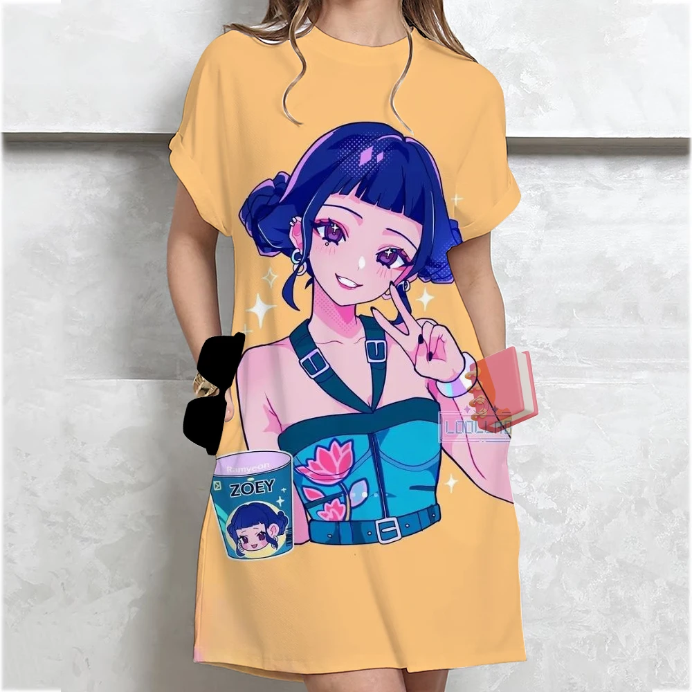 Mode KPop démon Huntersprint T-shirt Style Mini robes été décontracté robe ample robes