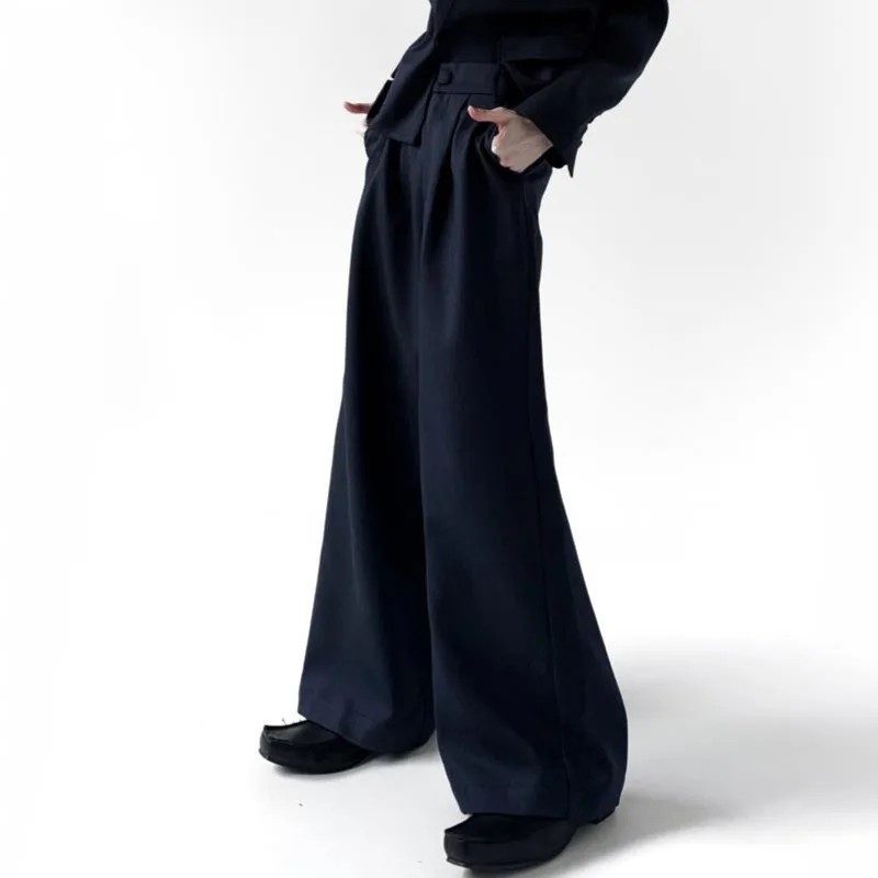 WVGA Spring Autumn New Men Retro Sophisticated Medallion Padded Shoulder Blazer Niche High-End Suit Pants Two Pieces Sets W25637