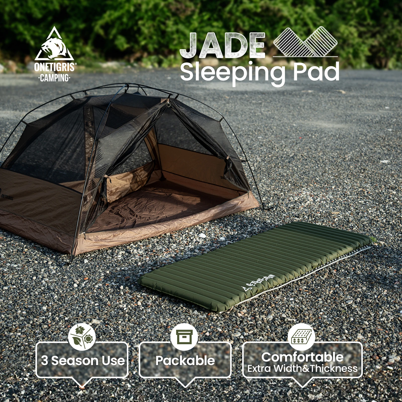 

Надувной матрас OneTigris для походов, треккинга и автопутешествий, 3-сезонный надувной коврик для кемпинга с комплектом для ремонта