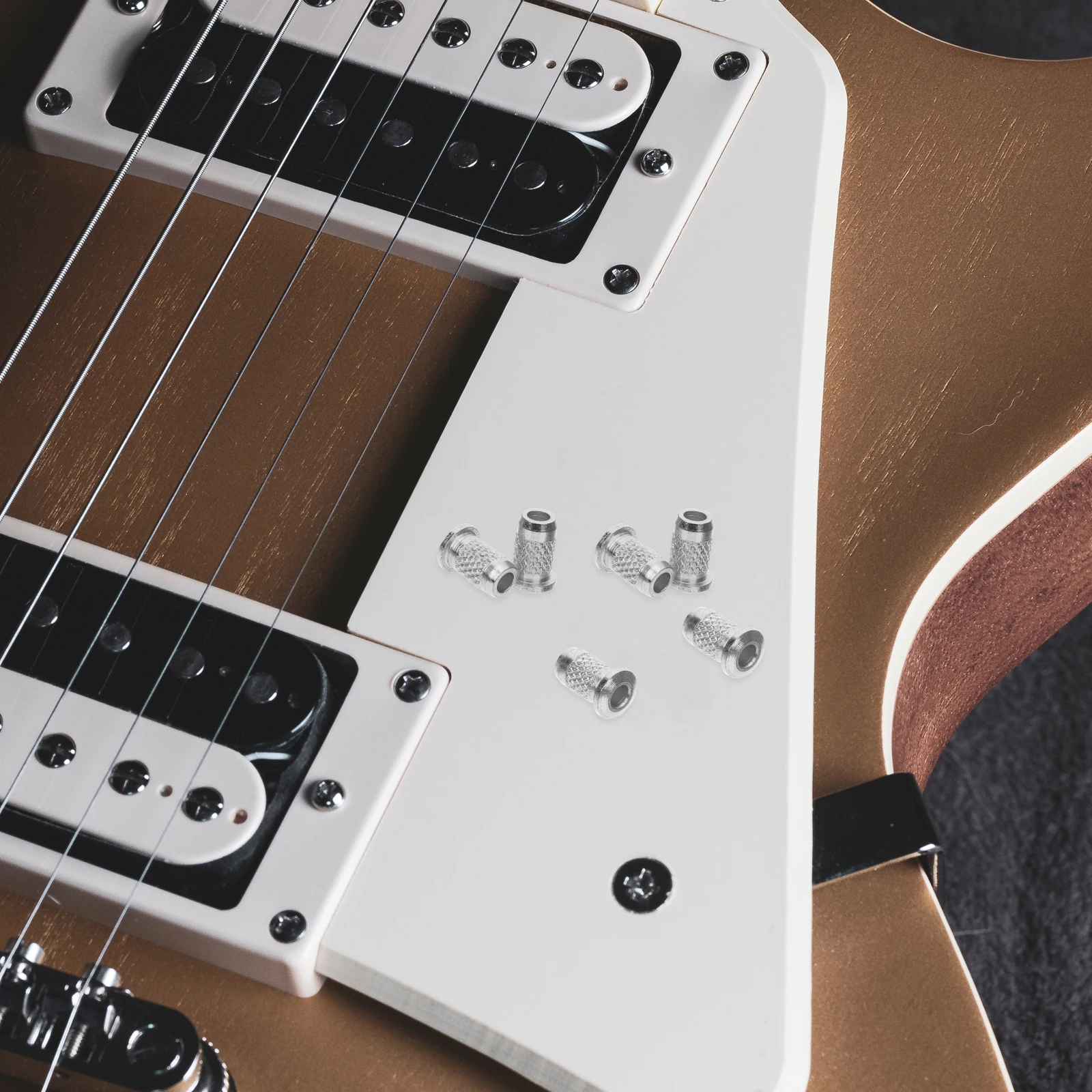 

6pcs Electric Guitar String Ferrules Durable Metal Body Caps Accessories Bridge Retainer Mounts For Bass Through String Holders