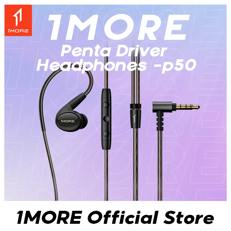 1MORE Penta Driver Hi-Res Audio Earphones Hybrid 5-driver 40kHz Sound MMCX connector Silver OFC wire for Lossless Artist tuning