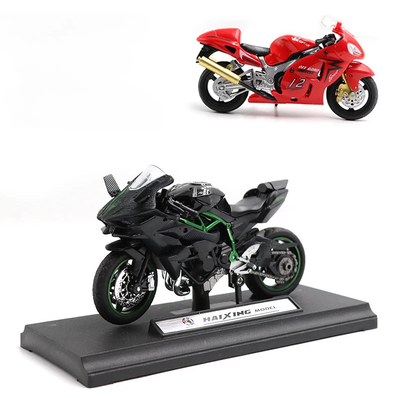 Suzuki Kawasaki Modelo de motocicleta para crianças, ornamentos de brinquedos infantis, deslizando o brinquedo do menino, liga 1:18
