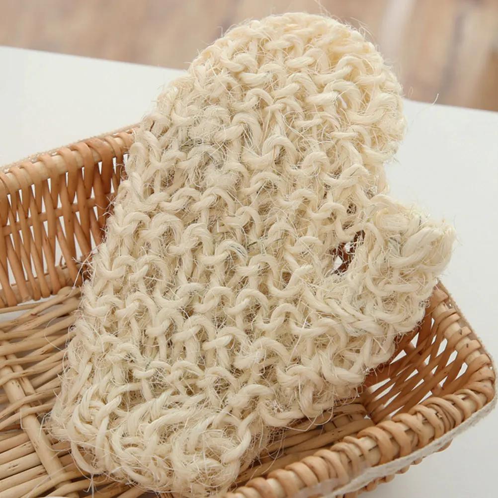 

1 Pair Natural Sisal Bath Mitts Exfoliating Gloves Skin Scrub Shower Glove Reusable Body Wash Mitten Deep Cleansing Dead Skin