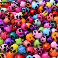 20Pcs Halloween Skull Acrylic Beads Mixed Color Loose Spacer Beads For Jewelry Making Diy Handmade Necklace Bracelets Accessory