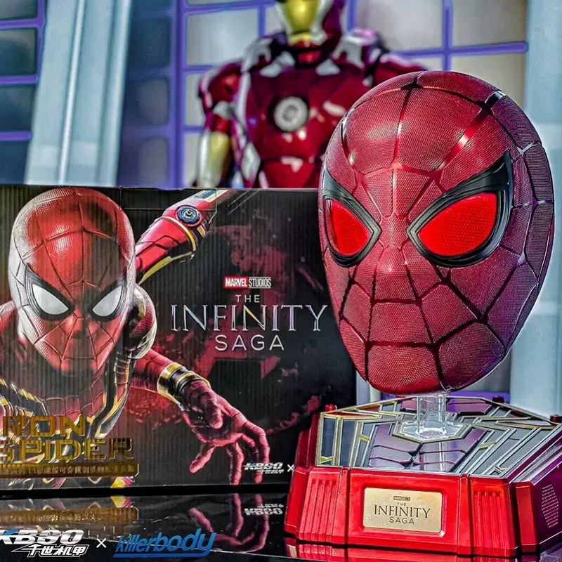 Killerbody  Iron Spider Man 1/1 Scale Wearable Helmet with Light Up Eyes Bluetooth Speaker Base Collectible Cosplay Mask