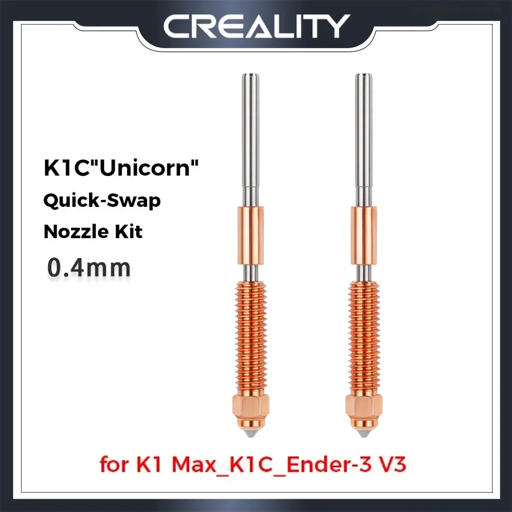 

Creality K1 Max_K1C_Ender-3 V3 Комплект насадок для быстрой замены единорога 0,4 мм, 2 шт., быстрая установка, детали для 3D-принтера с высоким потоком печати