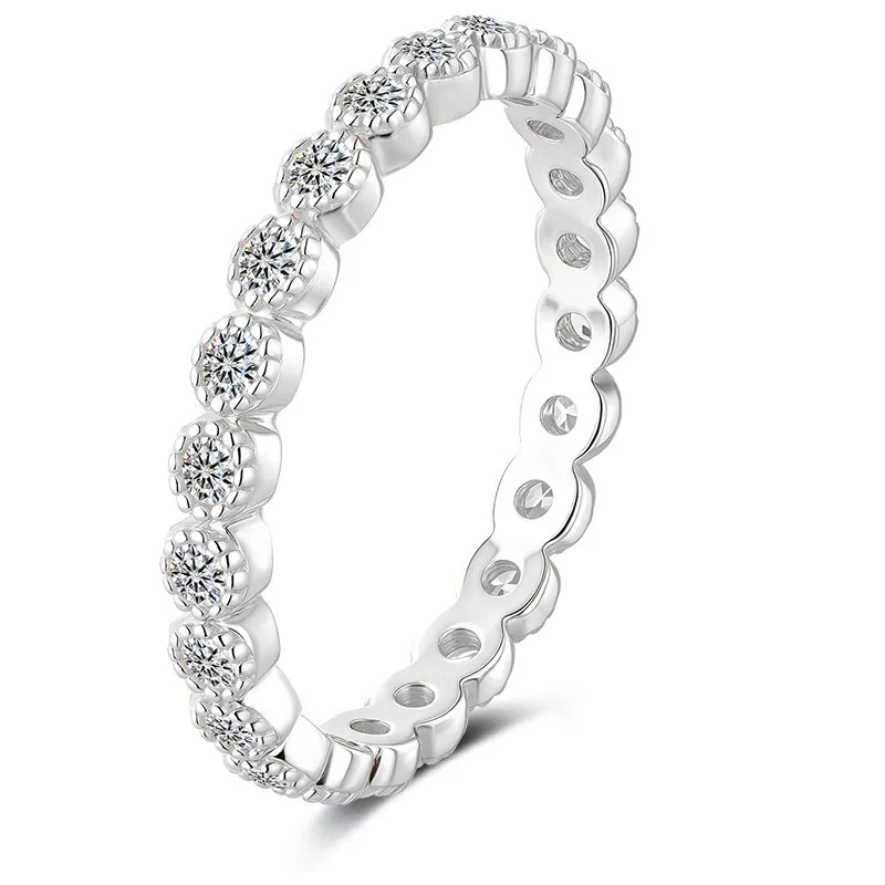 

s925 sterling silver moissanite ring, fashionable and simple, micro-inlaid with diamonds, stackable ring for women