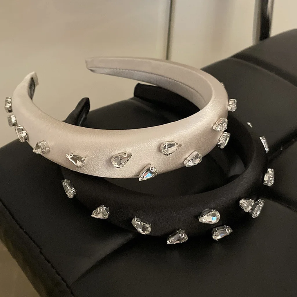 Esponja de seda con forma de gota de diamante checo para mujer, diadema femenina ligera de lujo y resistente, accesorios para el cabello