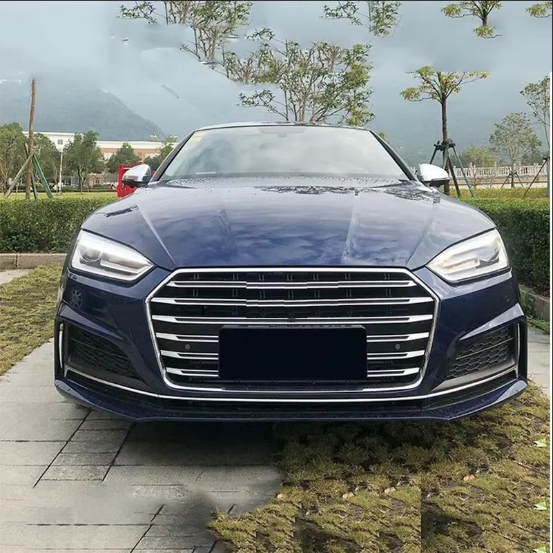S5 Style Grill Grille Silver Black Trim Chrome Rings For Audi A5 S5 2017 17 2018 18 2019 19 2020 20