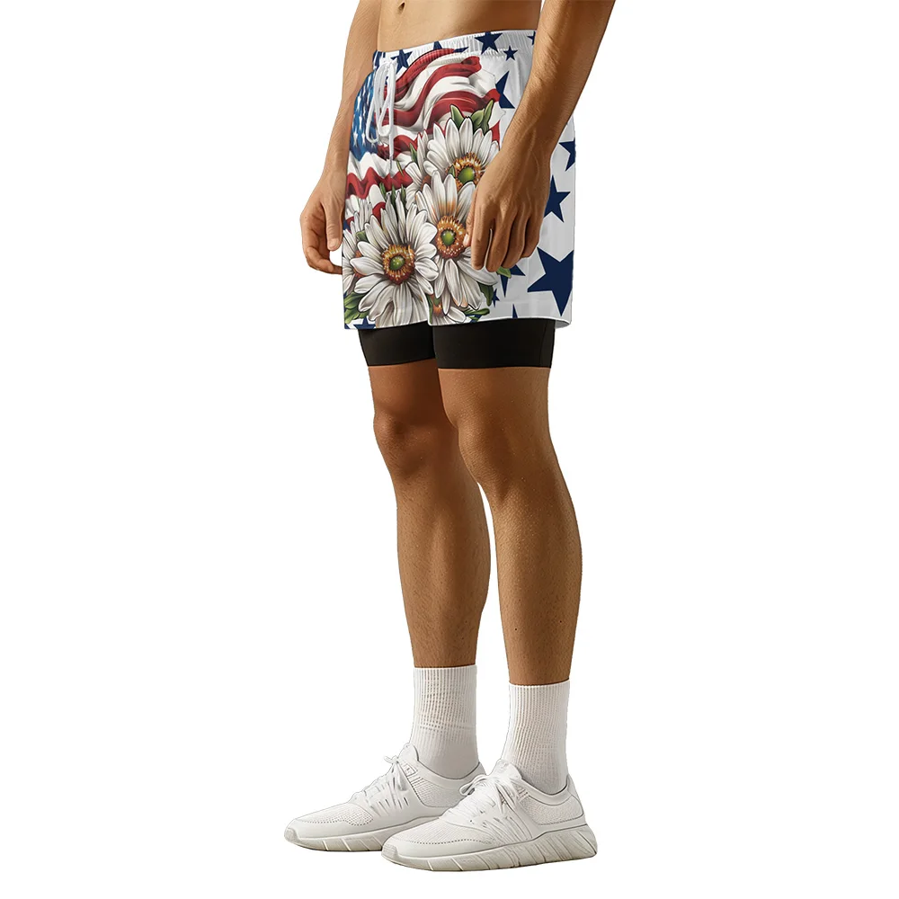 Original design Independence Day series Summer 3D Advanced Print Casual trend Sports High Street  basketball shorts  men shorts