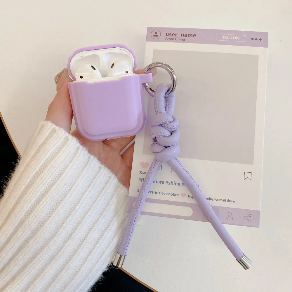 2025 New TPU earphone case with lanyard fall prevention couple For airpods 4 3 pro 2 1 box case Suitable for ladies  airpod case