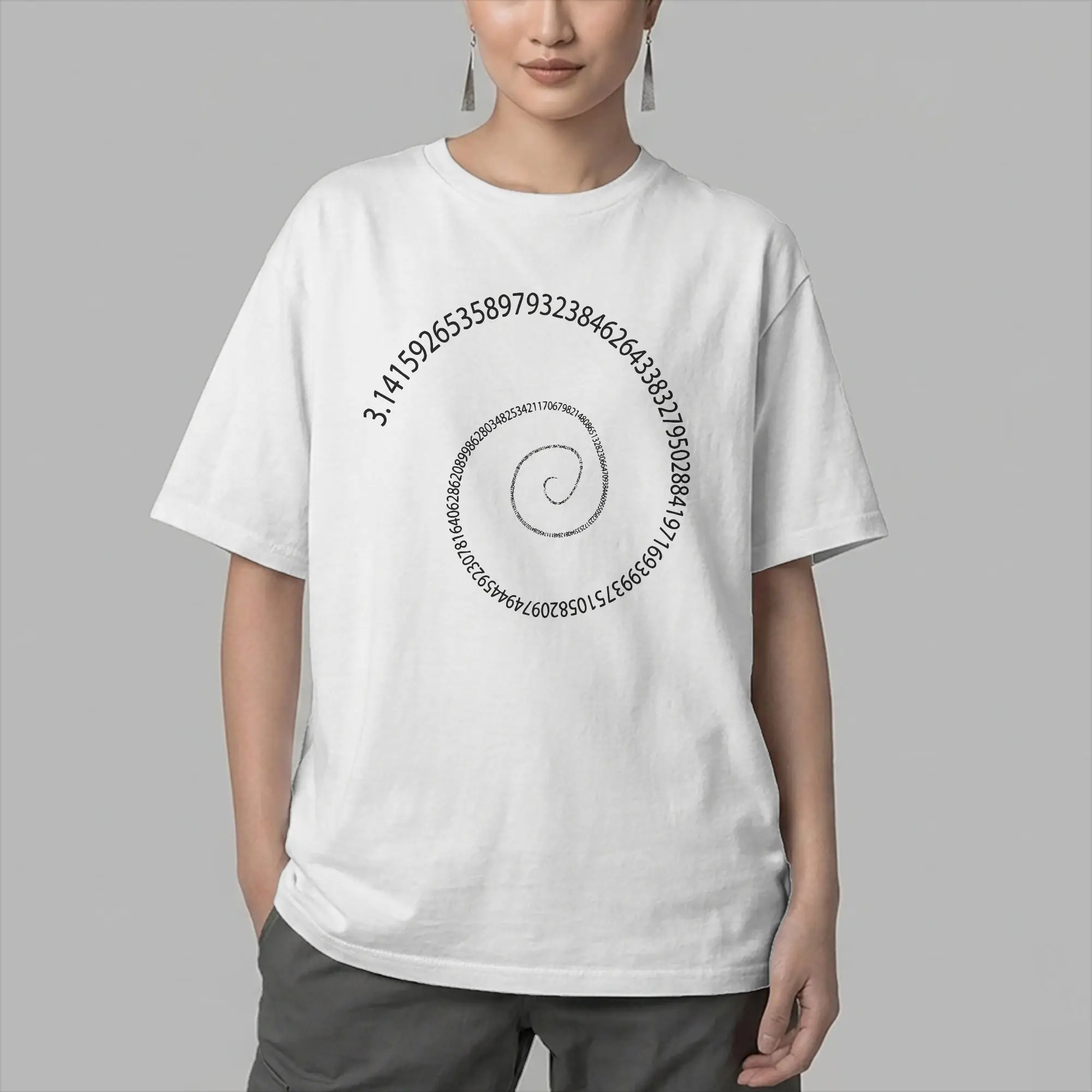 Black Pi Spiral Men T Shirt Math Pie Mathematics School Student Geek Vintage Tee Shirt Round Collar T-Shirt 100% Cotton Clothing