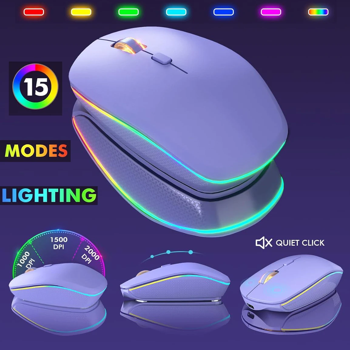 Imagem -02 - Combinação de Teclado e Mouse sem Fio Rgb Retroiluminado Recarregável Tamanho Grande Ergonômico Tipo-c Bow2.4g