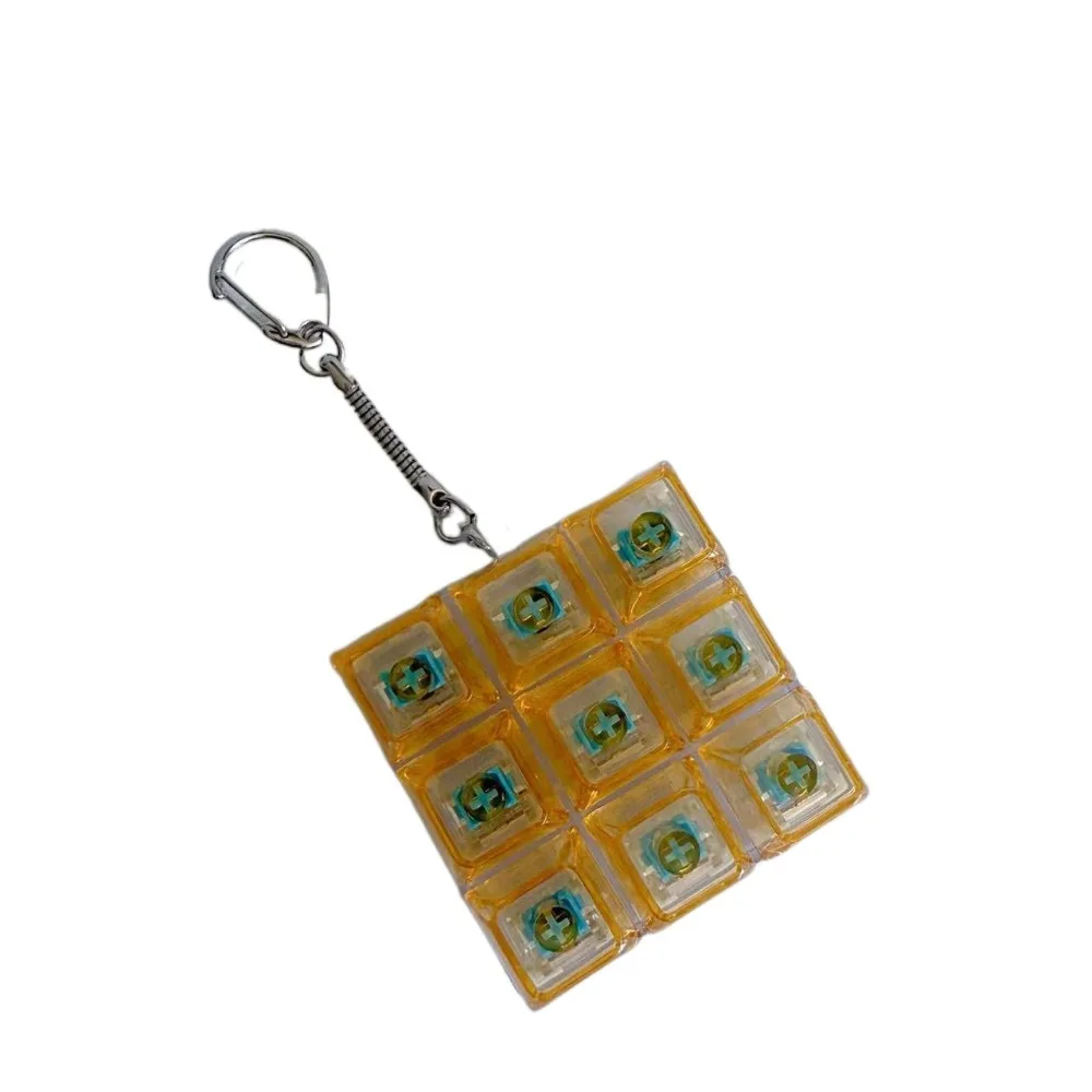 9 Keys LED Keyboard Key Colorful Keycap LED Light Decompression Fidget Keychain Comfortable Touch Pinch Button Finger Clicker