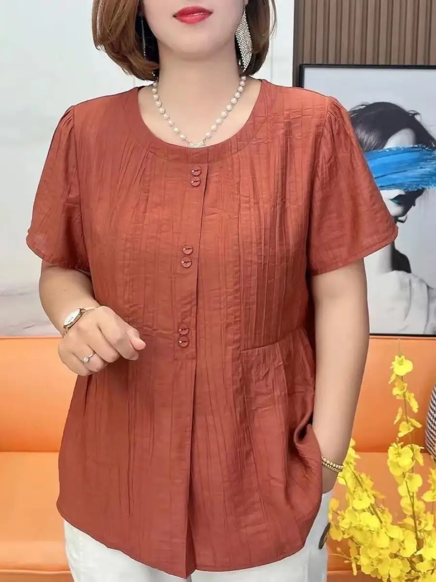 blusa-feminina-solta-de-algodao-e-linho-moda-verao-manga-curta-gola-redonda-tamanho-plus-bolso-quadrado-estilo-executivo