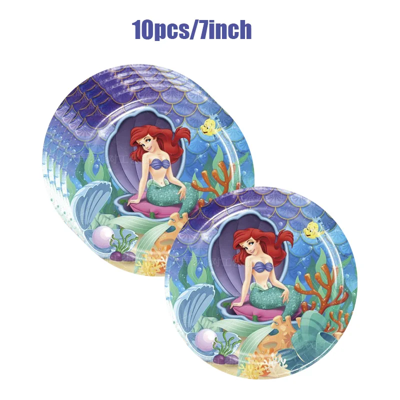 Disney The Little Mermaid decorazioni per feste di compleanno forniture Ariel Princess piatti di carta tovaglioli tazze tovaglia palloncini bambini