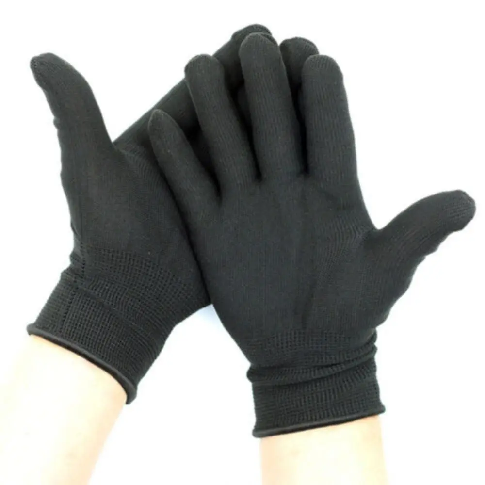 6 Pairs Black Full Finger Elastic Safety Gloves Universal Comfortable Garden Hand Protection Gloves Work Safety Supplies