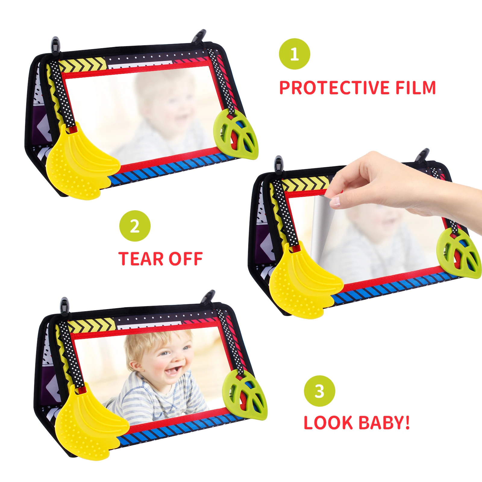 Baby Cloth Book with Distorting Mirror Soft Cartoon Parent-child Interactive Montessori Early Educational Toy for Children Gifts