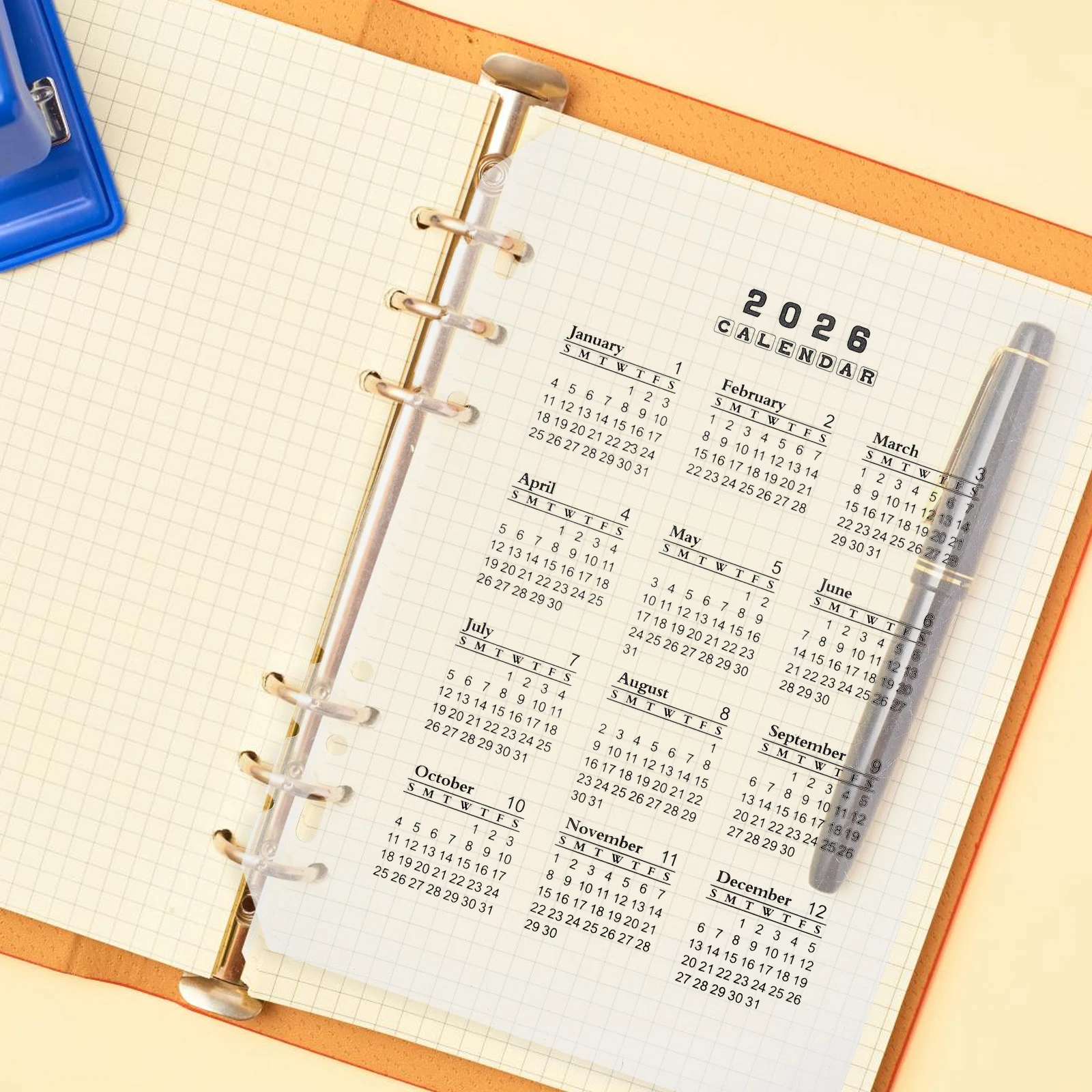 

12pcs A5 Calendar Dividers 2026 Transparent Plastic Binder Dividers For 6-Ring Binder Detachable File Separator Inserts Notepad