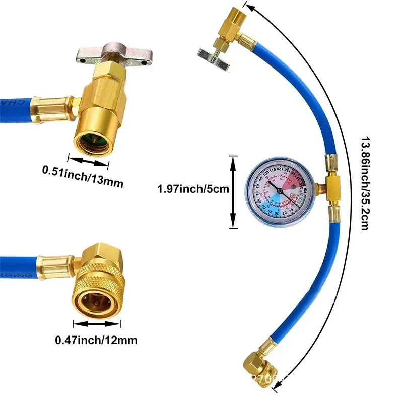 r134a Refrigerant Gas Filling Tools Automotive Air Conditioning Refill AC Recharge Kit Car Air Conditioning Valve Manometer