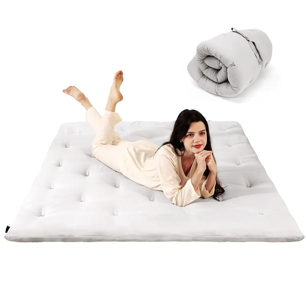 

Japanese Floor Futon Mattress, Foldable Tatami Sleeping Pad For Adults & Kids, Roll-Up Floor Bed Or Bench Cushion