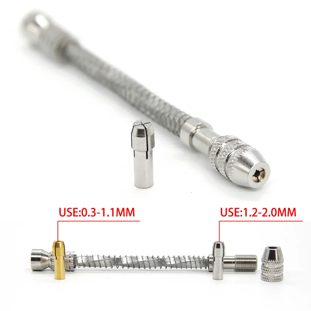 Semi-Automatic Mini Manual Hand Drill Aluminum Spiral Hand Manual Push Chuck Twsit Micro Drill Bit 0.3-2mm  Wood Model Manual