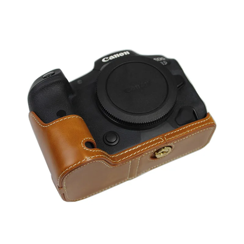 Camera Video Bag PU Leather Case Half Body Base Protector for Canon EOS R5 R6 Mirrorless Camera Protective Opening Bottom Cover