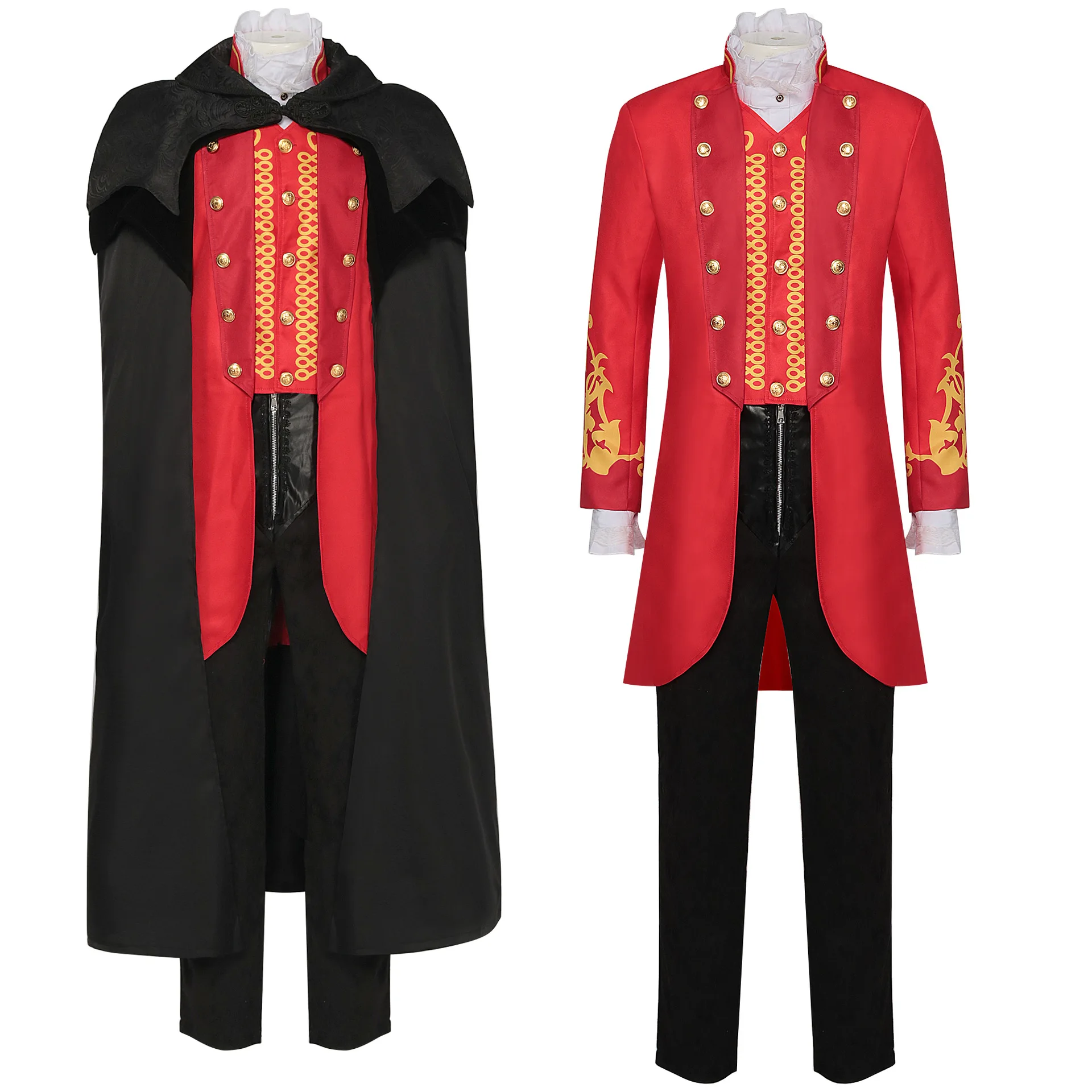 Abrigo de longitud media para hombre, ropa medieval retro, estilo punk, disfraz de cosplay, manga larga, tela satinada, a la moda para todas las estaciones