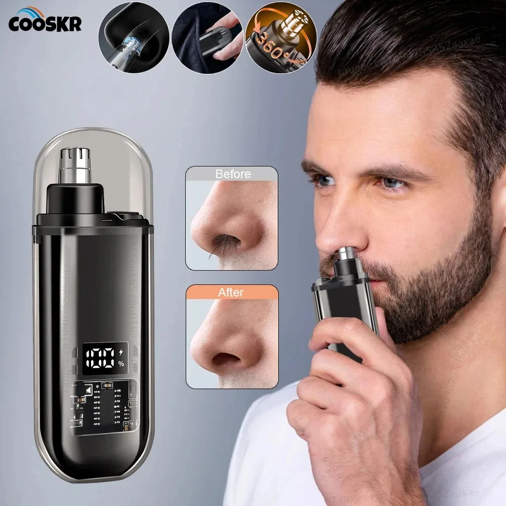 

Rechargeable Nose Ear Hair Trimmer for Men Portable Waterproof Painless Electric Dual Blades Personal Grooming Kit USB Shaver