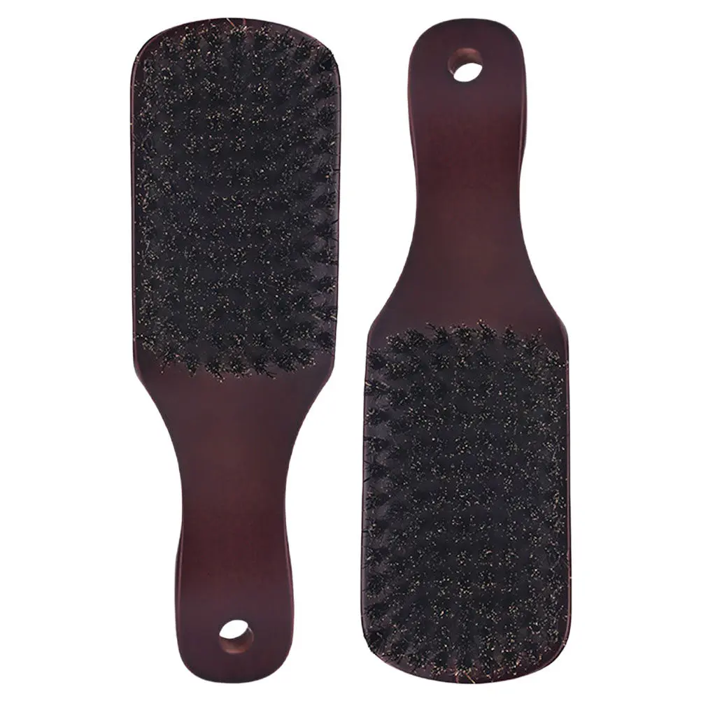2Pcs Boar Bristle Beard Brush with Hole for Hanging Lightweight Travel Grooming Tool Men's Facial Hair Styling Cleaning Tool