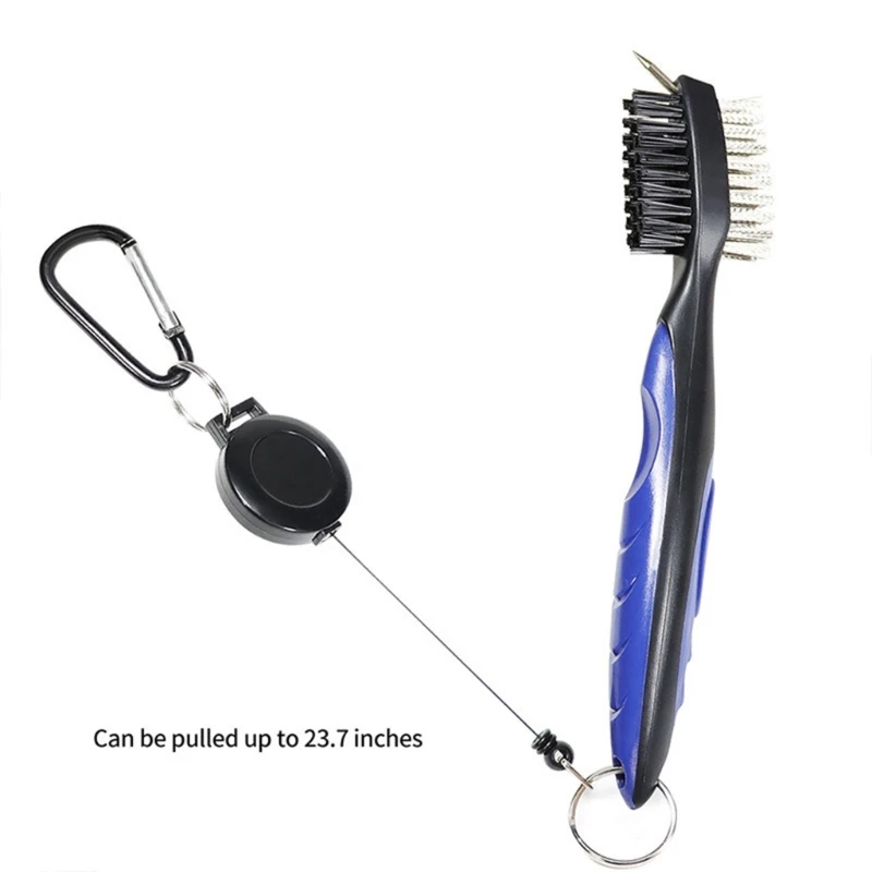 Double Side Golf Cleaner Golf Cleaning Brush Golf Club Aids with Keychain